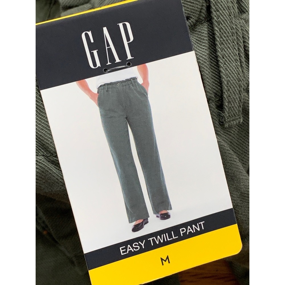 Gap Easy Twill Pant Dark Green High Rise Straight Leg Cotton Baggy Size M NEW - Picture 6 of 10